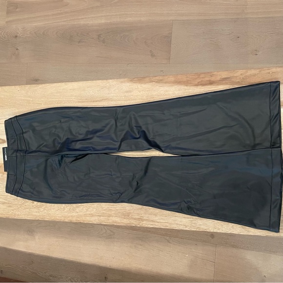 NWT Fashion Nova Black Faux Leather Flare Pants Size Small - Picture 11 of 11